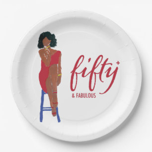 Assiettes En Carton African American Red Dress Diva 50+ & Fabulous