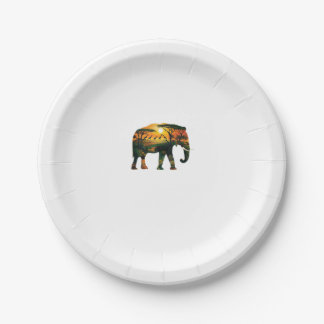Assiettes En Carton African Elephant Sunset Safari Nature Lots