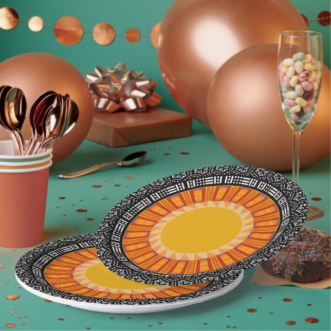 Assiettes En Carton African Sun Decorative Paper Plates (Multi)