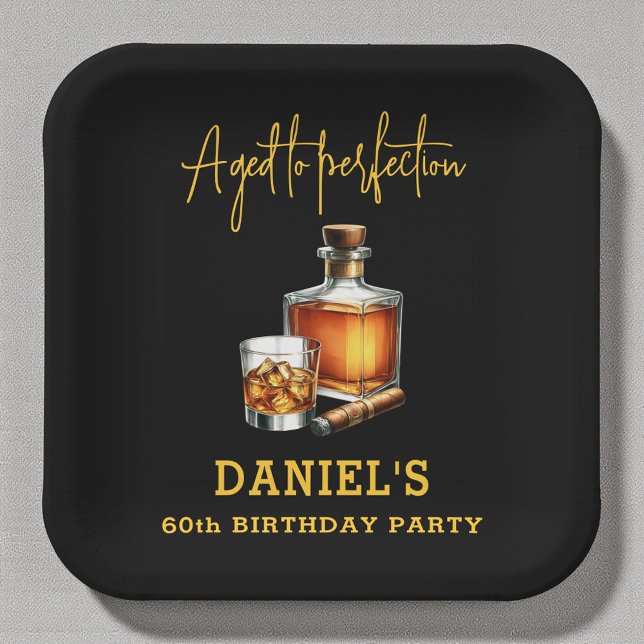 Assiettes En Carton Aged to Perfection Cigar Whiskey 60th Birthday (Créateur téléchargé)