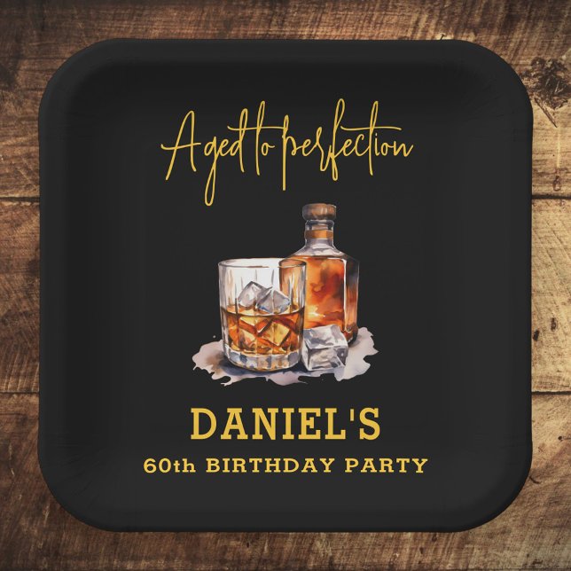 Assiettes En Carton Aged to Perfection Whiskey 60th Birthday (Créateur téléchargé)