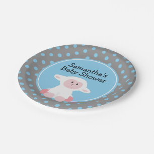 Assiettes En Carton Agneau bébé mignon avec Baby shower Pois