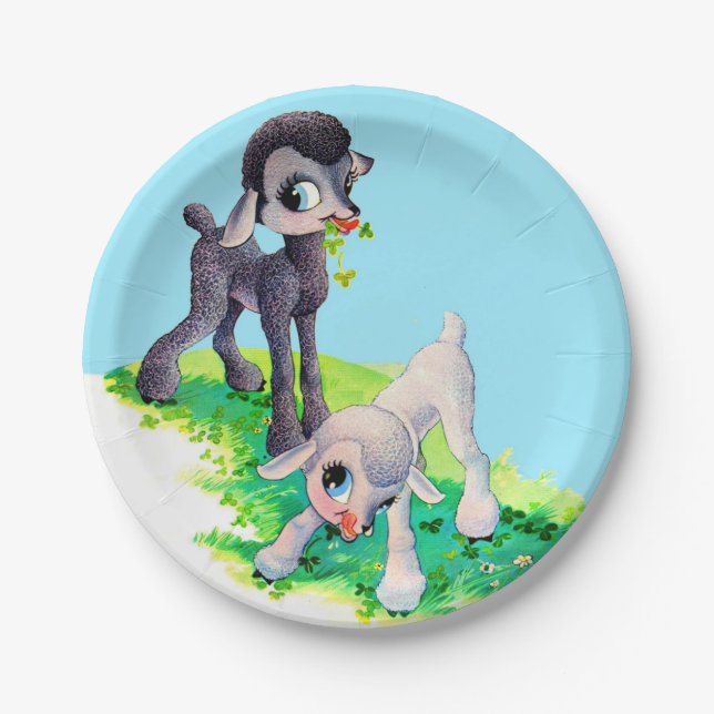 Assiettes En Carton agneau noir agneau blanc (Devant)