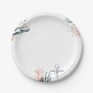 Assiettes En Carton Ahoy C'est un garçon Plaques de Baby shower nautiq