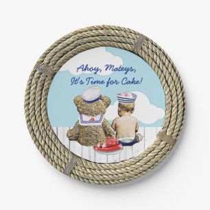 Assiettes En Carton Ahoy, Matyes, Baby shower Nautique du garçon