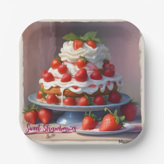 Assiettes En Carton AI Sweet Strawberries Square Paper Plate
