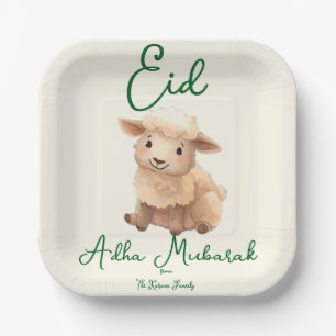 Assiettes En Carton Aïd Al Adha Beige Mouton Mignon Dîner 