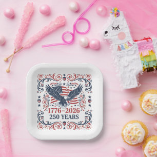 Assiettes En Carton Aigle à tête blanche 250 ans de liberté 2