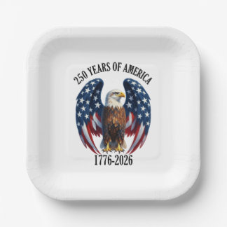 Assiettes En Carton Aigle Américain Patriotique 250 Ans 1776-2026