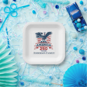 Assiettes En Carton Aigle Américain Patriotique Joyux 250e Anniversair