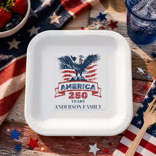 Assiettes En Carton Aigle Américain Patriotique Joyux 250e Anniversair