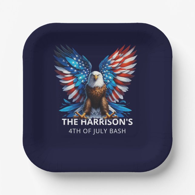 Assiettes En Carton Aigle patriotique USA 4 juillet (Recto)