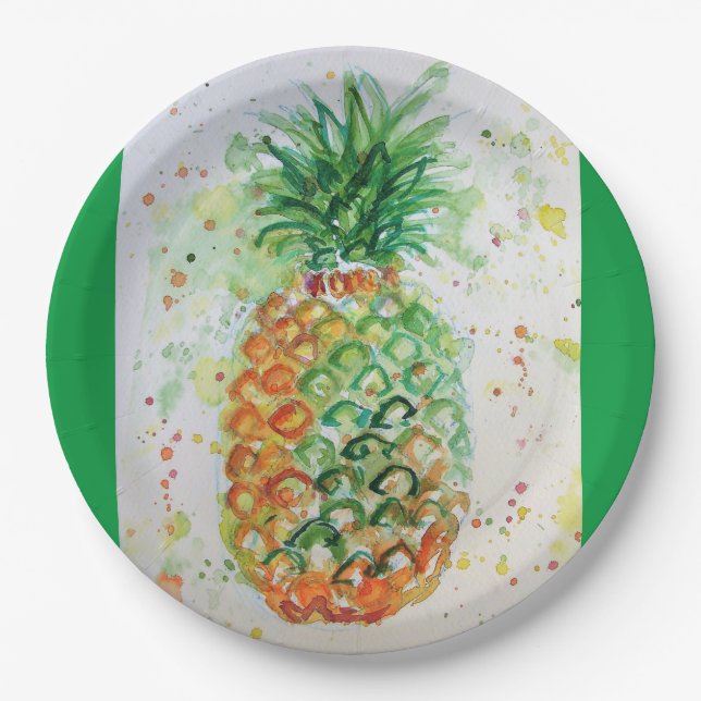 Assiettes En Carton Aiguille Fruit Nourriture Tropical Art Orange Lime (Devant)