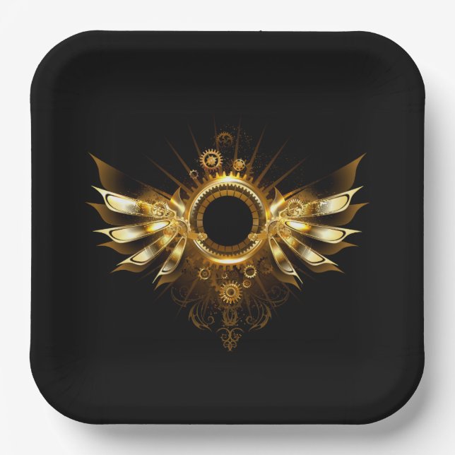 Assiettes En Carton Ailes de Steampunk (Recto)