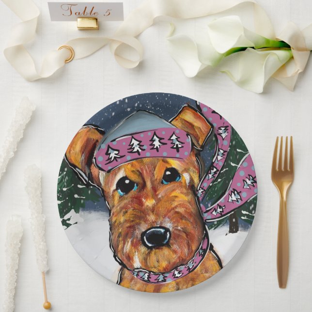 Assiettes En Carton Airedale Terriers (Mariage)