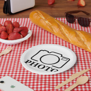 Assiettes En Carton Ajouter Mariage photo personnalisé Moderne Cute Él