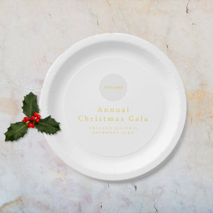 Assiettes En Carton Ajouter un logo Gold et une plaque de papier blanc