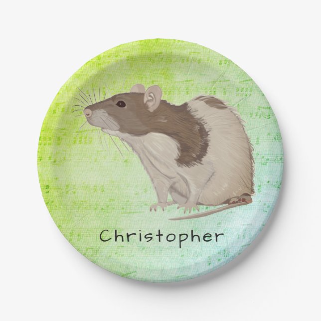 Assiettes En Carton Ajoutez votre conception nommée de rat (Devant)