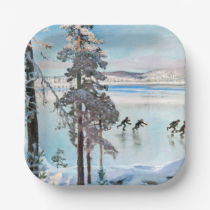 Assiettes En Carton Akseli Gallen-Kallela - Skaters près de Kalela Sho