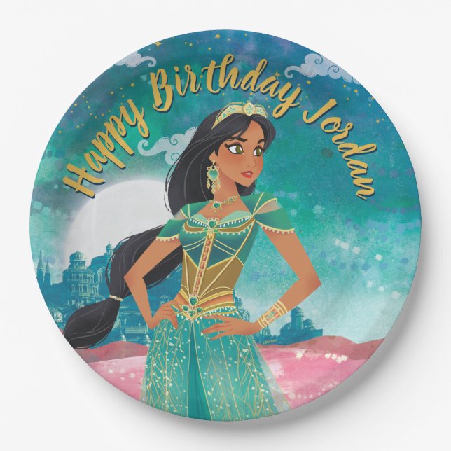 Assiettes En Carton Aladin| Jasmine "Femme de nombreux rêves" (Devant)
