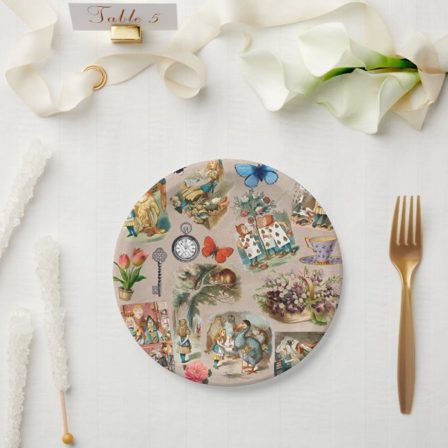 Assiettes En Carton Alice à Wonderland Cheshire Cat Characters (Mariage)