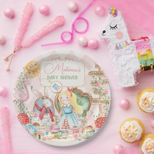 Assiettes En Carton Alice Adventure dans Woderland Baby shower Tea Par (Fête)