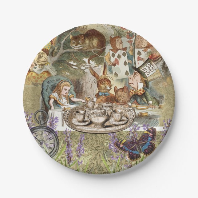 Assiettes En Carton Alice Adventures in Wonderland Mad Tea Party (Devant)
