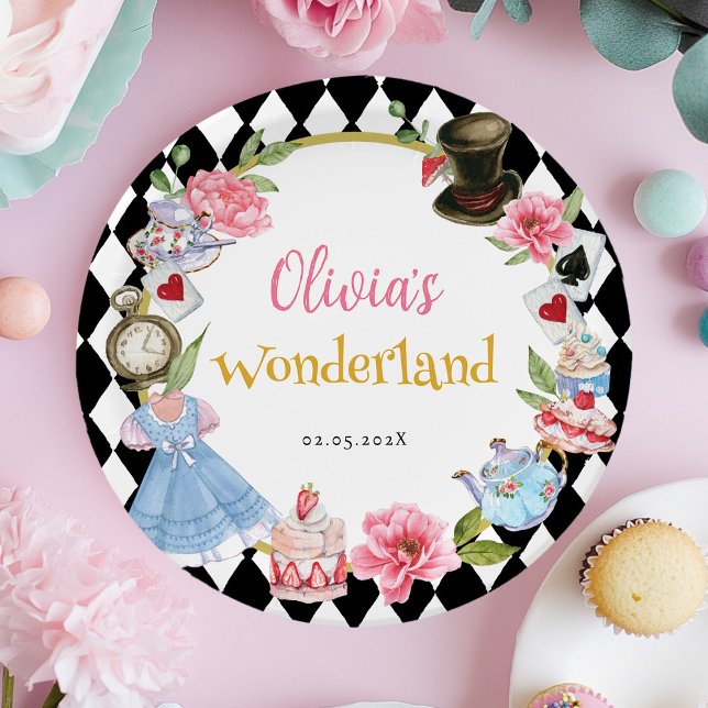Assiettes En Carton Alice au pays des merveilles Anniversaire (Créateur téléchargé)