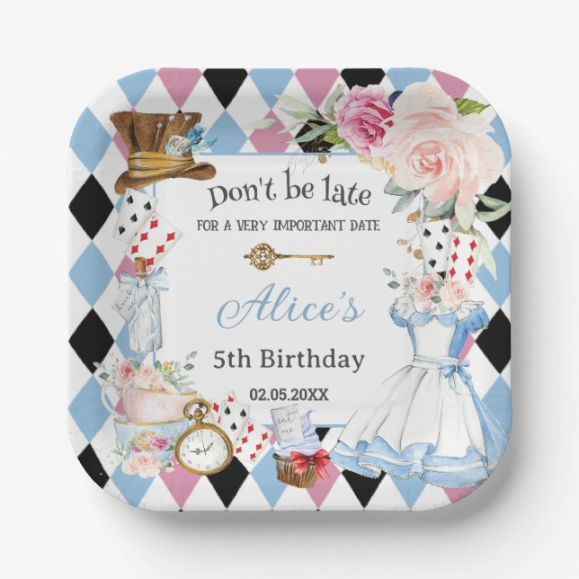 Assiettes En Carton Alice au pays des merveilles Anniversaire Tea Part (Recto)