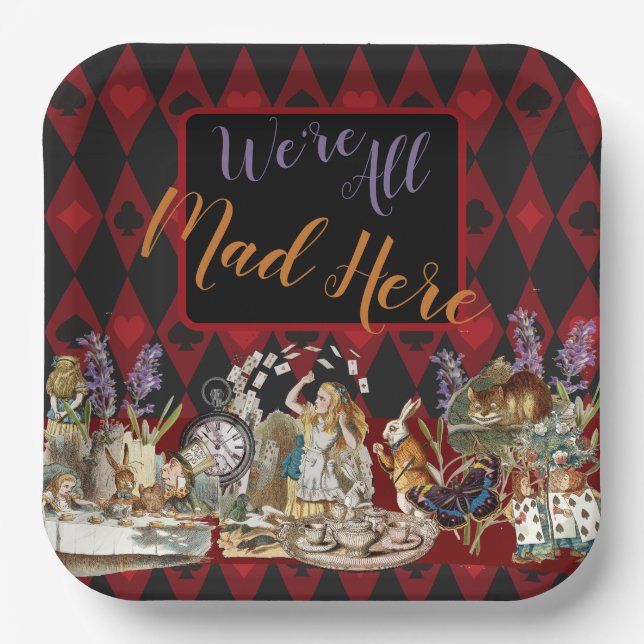 Assiettes En Carton Alice au pays des merveilles Mad Cheshire Chat (Recto)
