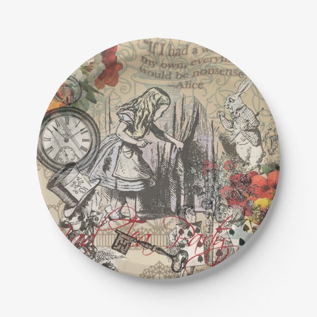 Assiettes En Carton Alice au pays des merveilles Rideau Art classique (Devant)