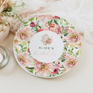 Assiettes En Carton ALICE Floral Rose Pâle Baby Shower Thé Party Brunc