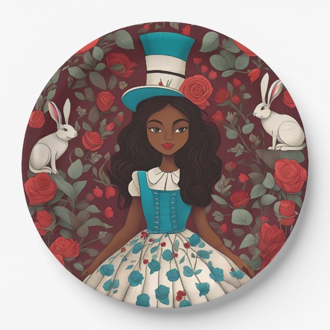 Assiettes En Carton Alice noire au pays des merveilles (Devant)