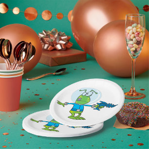 Assiettes En Carton Alien drôle avec Ray Gun Sci-Fi Space Invader