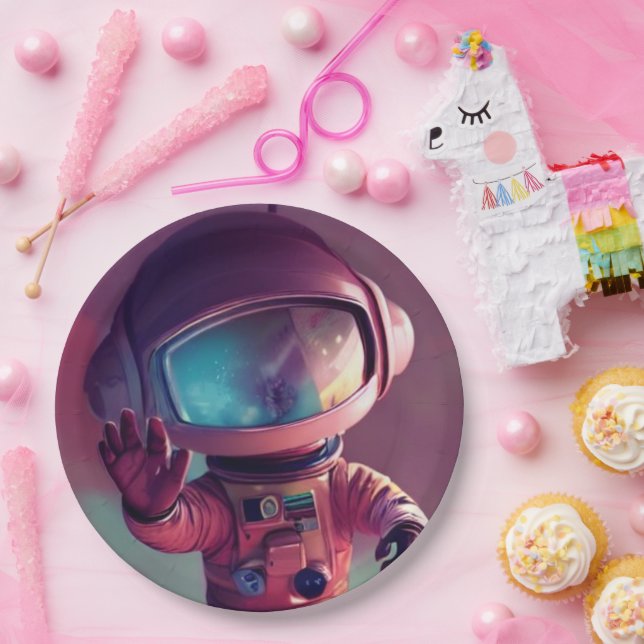 Assiettes En Carton Alien rose minuscule (Fête)