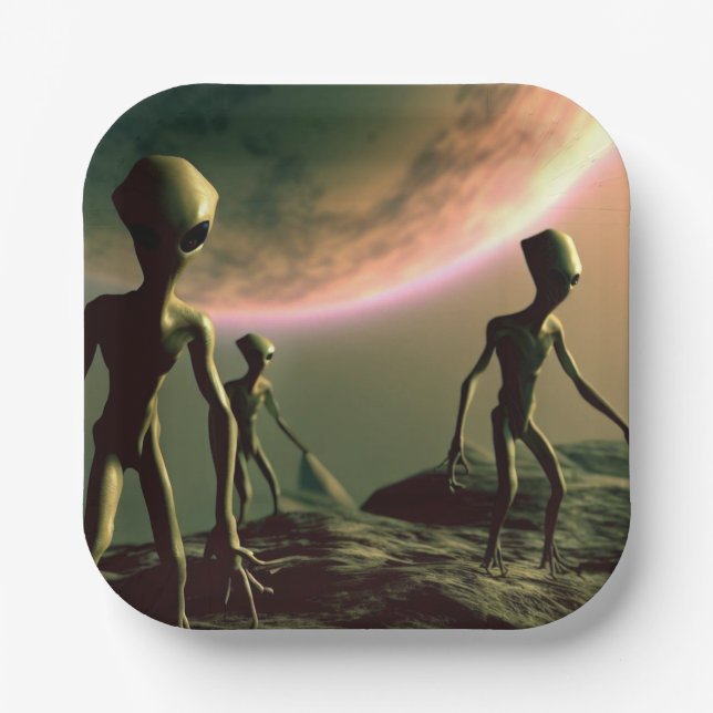 Assiettes En Carton ALIENS gris SF 2 (Recto)