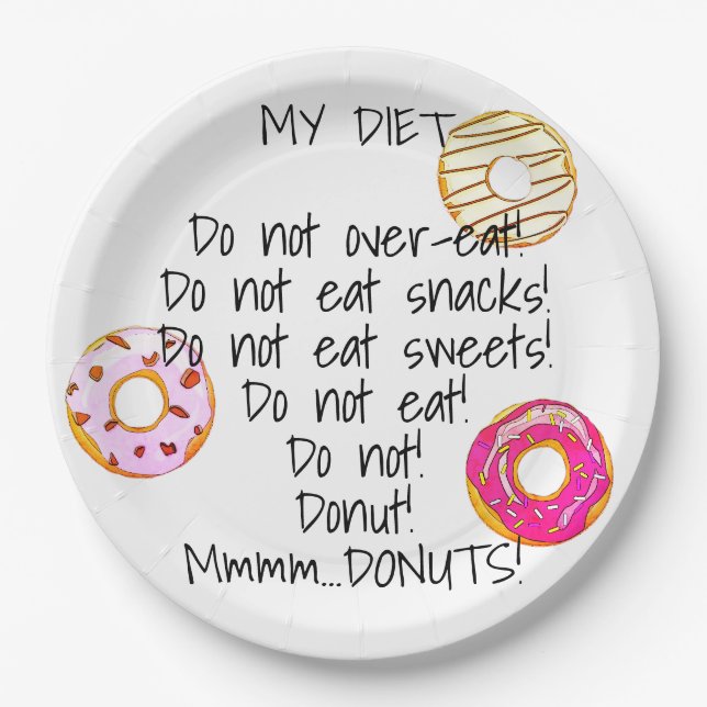 Assiettes En Carton Alimentation Donut Drôle Humour Doughnut Snack Foo (Devant)