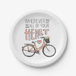 Assiettes En Carton Allez avec tout votre coeur - bicyclette vintage