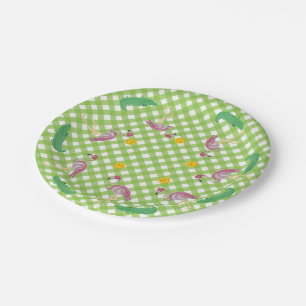 Assiettes En Carton Alligator Flamant rose enfant rose 