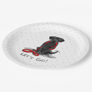 Assiettes En Carton Allons-y ! Black Labrador Retriever - mignon chien