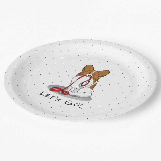 Assiettes En Carton Allons-y ! (walk) Papillon (white & red) Chien mig (Angle)