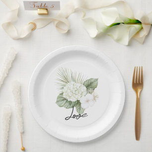 Assiettes En Carton Aloha Beach Tropical Hydrangea Floral Mariage