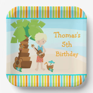 Assiettes En Carton Aloha Blonde Hair Boy Party