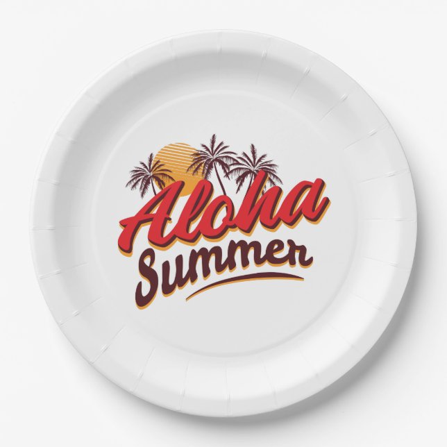 Assiettes En Carton Aloha été (Devant)