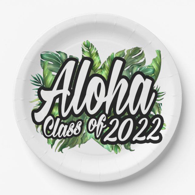 Assiettes En Carton Aloha Graduation Class of 2022 Luau Party  (Devant)