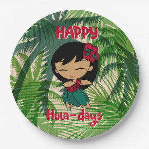Assiettes En Carton Aloha Honeys Noël Holiday Hula Girl Palms