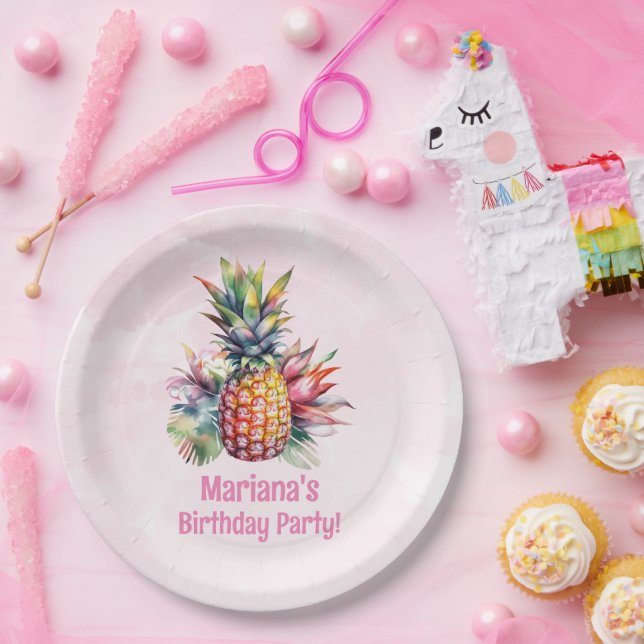 Assiettes En Carton Aloha Pineappy fête d'été d'anniversaire (Fête)