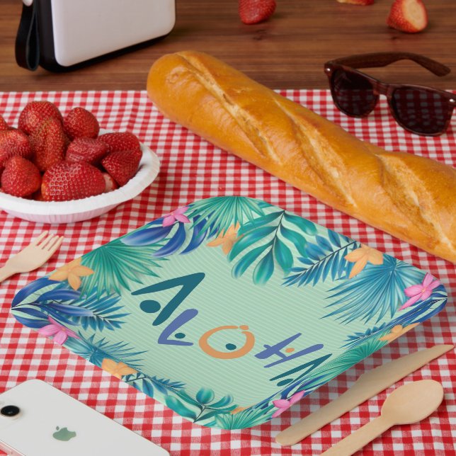 Assiettes En Carton Aloha Plaque de papier de voeux (Pique-nique)