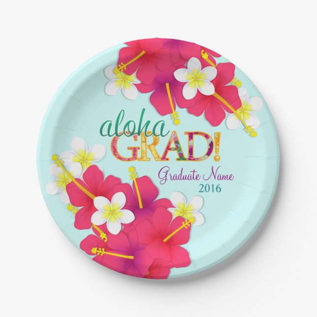 Assiettes En Carton Aloha plats hawaïens de Luau de diplômé (Devant)