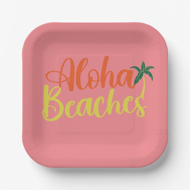Assiettes En Carton Aloha Tropical Beach design (Recto)